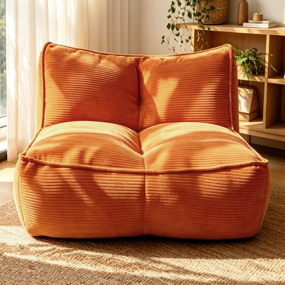  Caterpillar Corduroy Beanbag Sofa Couch in Orange